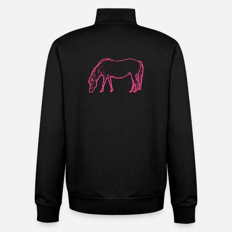 Cheval rose rose - Sweat zippé unisexe en coton bio Stanley/Stella - noir