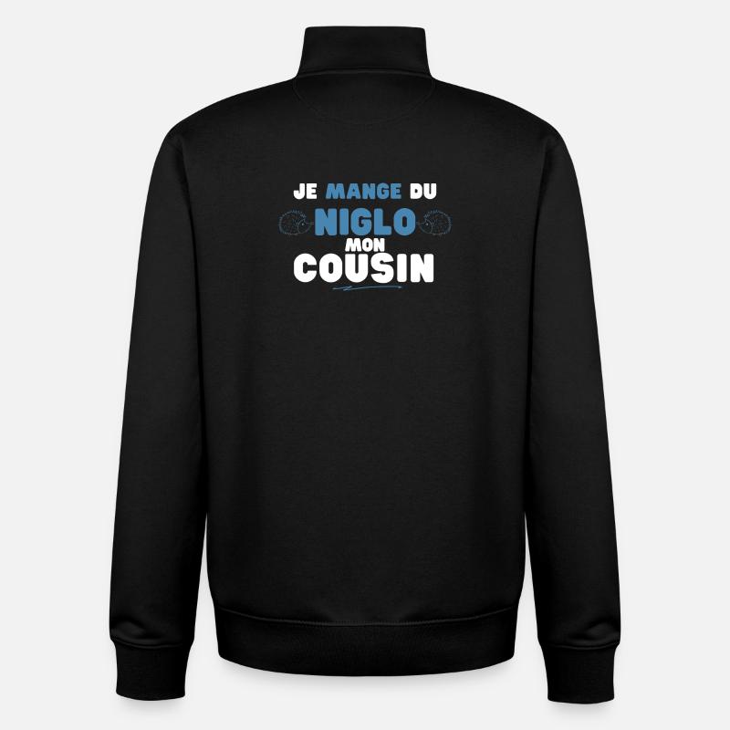 Niglo Cousin : Humour Hérisson Bleu - Sweat zippé unisexe en coton bio Stanley/Stella - noir