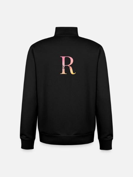 L | Monogramme | Nom | Rose |Aquarelle - Sweat zippé unisexe en coton bio Stanley/Stella - noir
