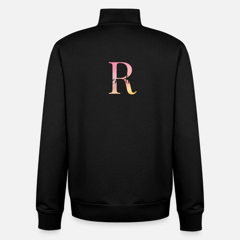 L | Monogramme | Nom | Renate |Aquarelle - Sweat zippé unisexe en coton bio Stanley/Stella - noir
