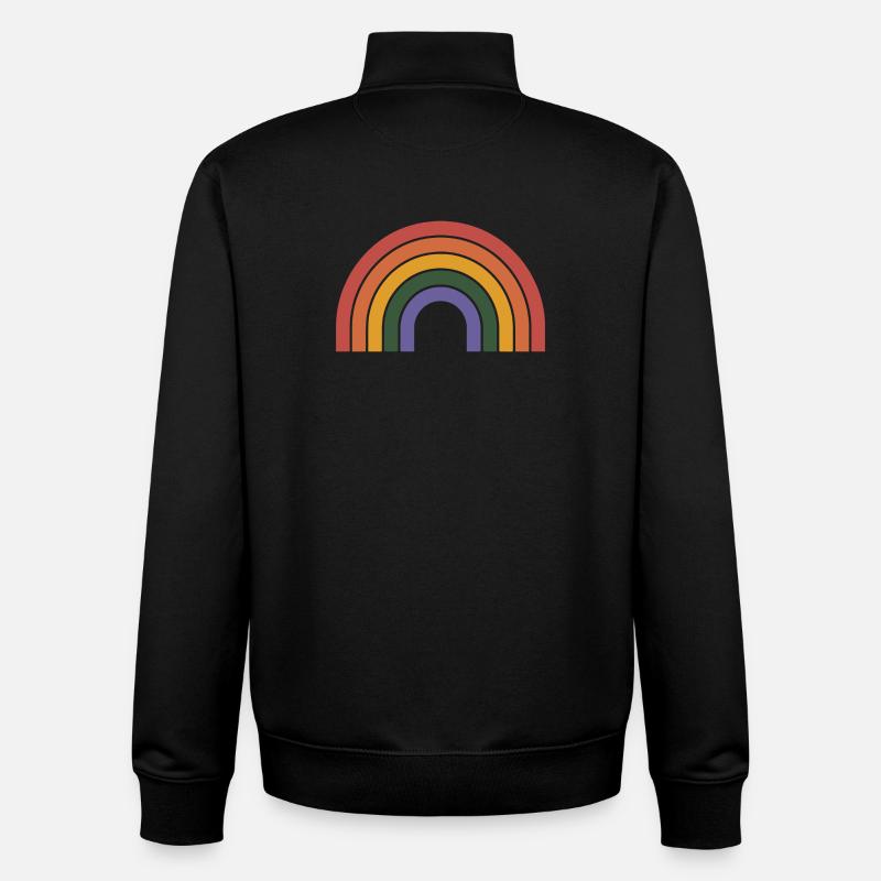 Imprimé arc arc-en-ciel rétro - Sweat zippé unisexe en coton bio Stanley/Stella - noir