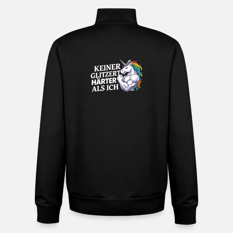 Härter als ich – Einhorn Kraftdesign - Unisex Organic Zip Sweatshirt von Stanley/Stella - Schwarz