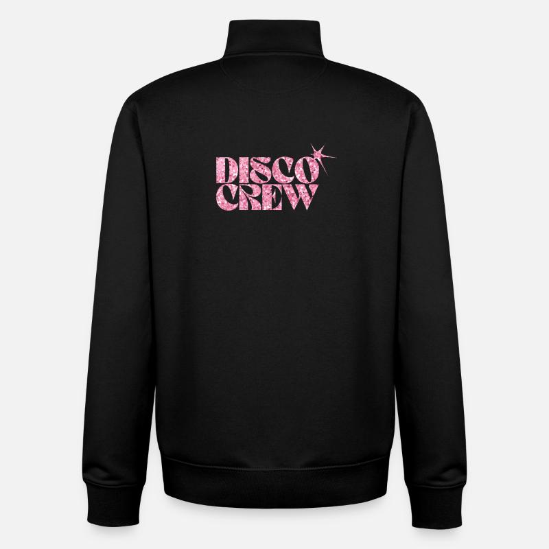 Disco Crew Pink Glitter Logo - Unisex Organic Zip Sweatshirt by Stanley/Stella - black