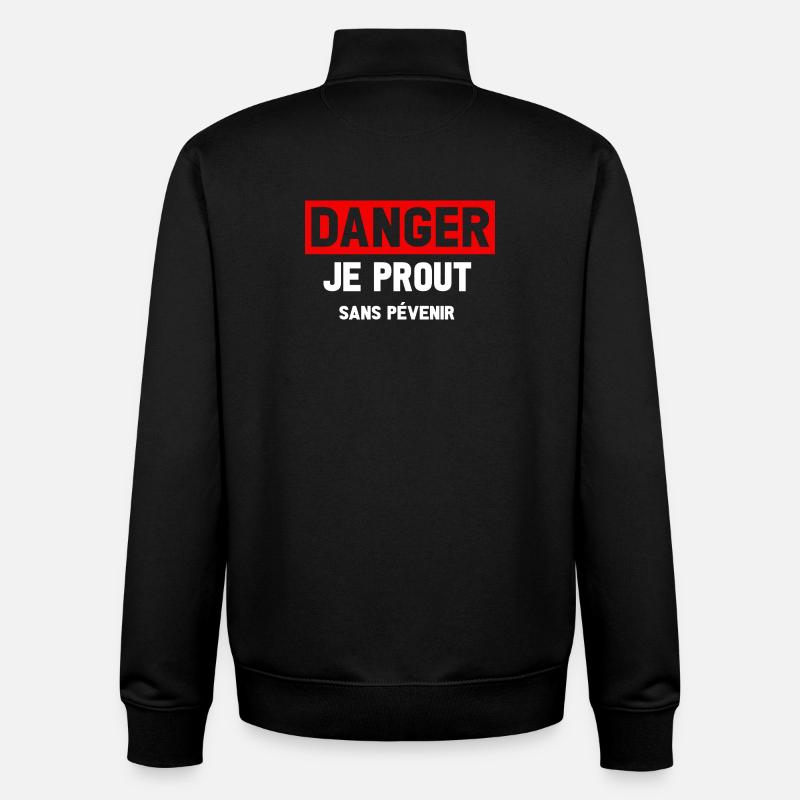 Danger Prout Without Warning - Unisex Organic Zip Sweatshirt by Stanley/Stella - black