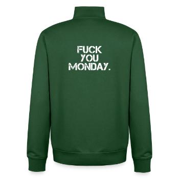 Fuck You Monday - Unisex Organic Zip Sweatshirt by Stanley/Stella - bottle green - Back - AI Model Male 185 dark (185cm)