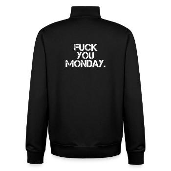 Fuck You Monday - Unisex Organic Zip Sweatshirt by Stanley/Stella - black - Back - AI Model Male 185 light (185cm)