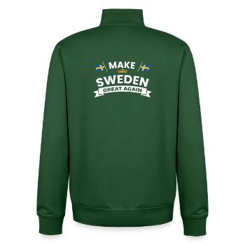 Rendre la Suède Grande à Nouveau - Sweat zippé unisexe en coton bio Stanley/Stella - vert bouteille - Dos - AI Model Male 185 dark (185cm)