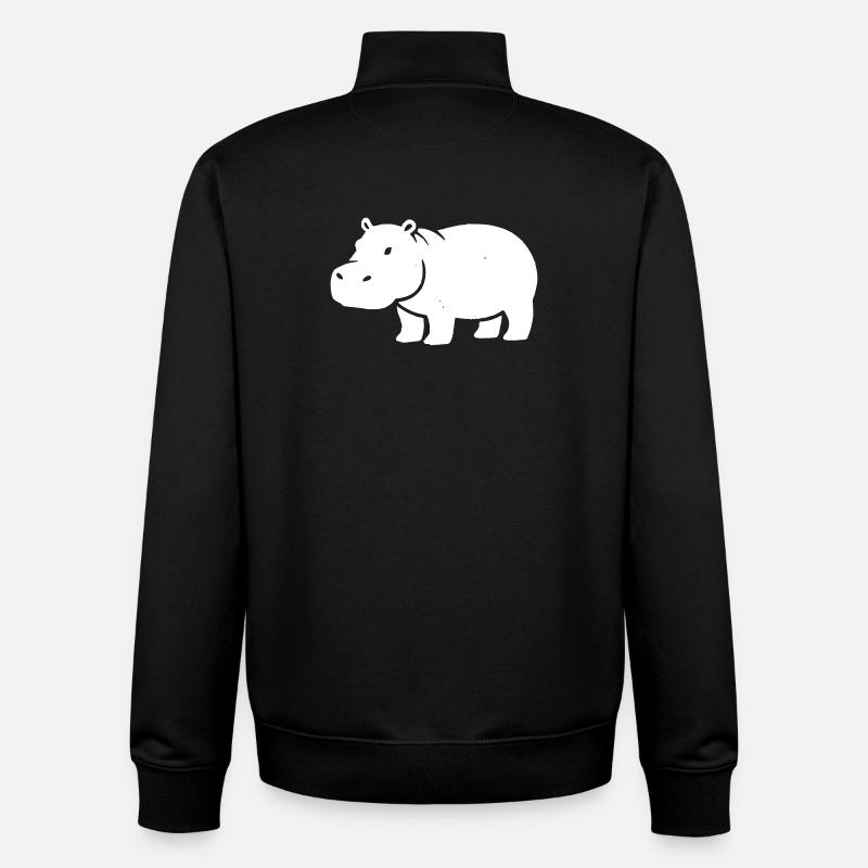 Silhouette Hippopotame Blanche - Sweat zippé unisexe en coton bio Stanley/Stella - noir