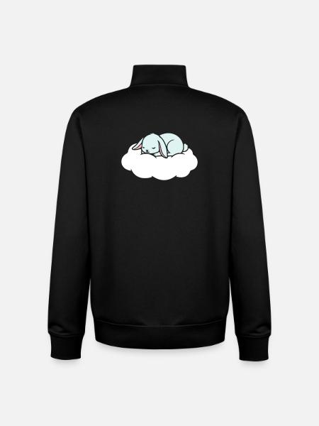 Sleeping Rabbit on Cloud Dream - Unisex Organic Zip Sweatshirt by Stanley/Stella - black