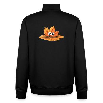 Autumn Leaf with Eyes Cuddly Hero - Unisex Organic Zip Sweatshirt by Stanley/Stella - black - Back - AI Model Male 185 light (185cm)