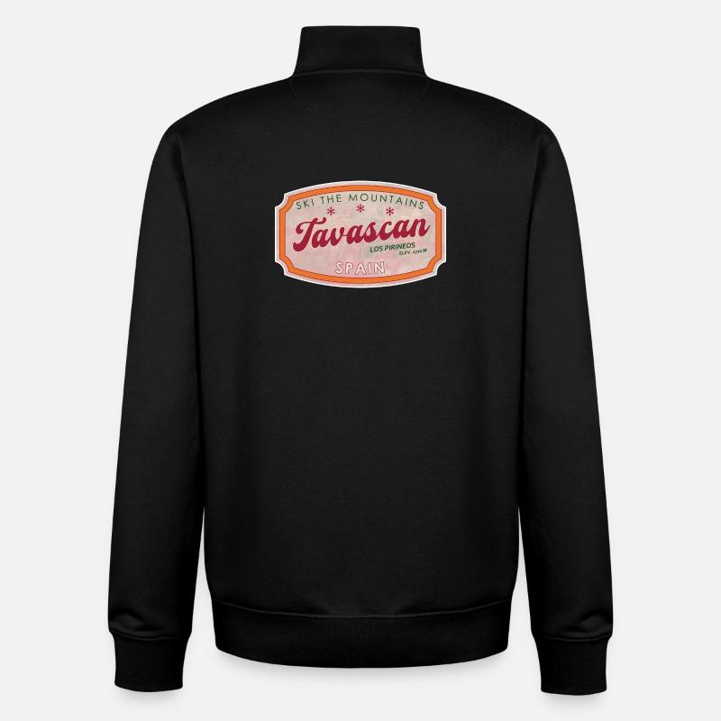 Label alpin Tavascan Espagne - Sweat zippé unisexe en coton bio Stanley/Stella - noir