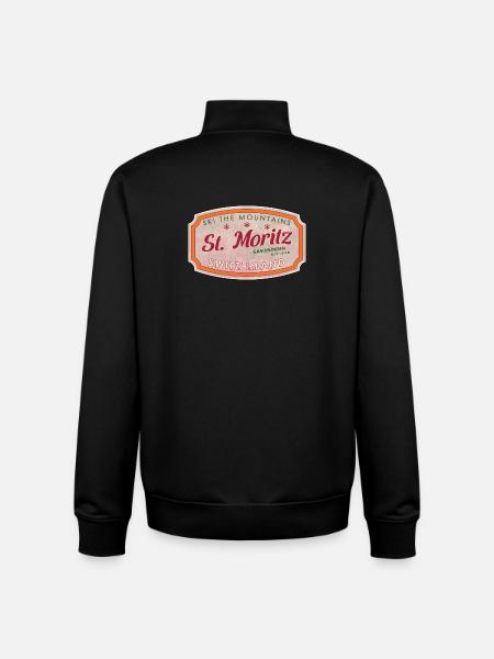 St Moritz Mountain Ski Label - Unisex Organic Zip Sweatshirt by Stanley/Stella - black