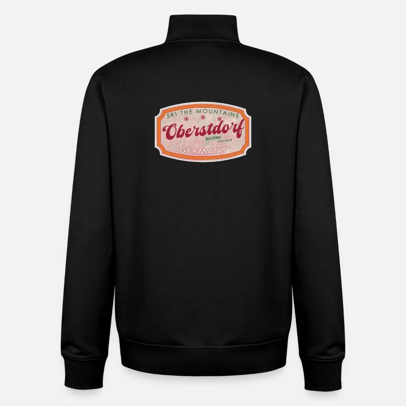 Oberstdorf Bavière Rétro Ski - Sweat zippé unisexe en coton bio Stanley/Stella - noir