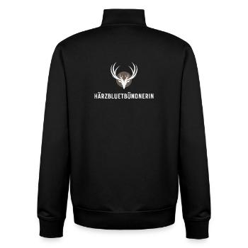 Härzbluetbündnerin - Unisex Organic Zip Sweatshirt von Stanley/Stella - Schwarz - Hinten - AI Model Male 185 light (185cm)