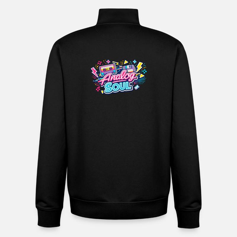 Analog Soul Neon Retro - Sweat zippé unisexe en coton bio Stanley/Stella - noir
