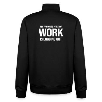 Humour de travail - Sweat zippé unisexe en coton bio Stanley/Stella - noir - Dos - AI Model Male 185 light (185cm)