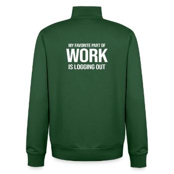 Work Humor - Unisex Organic Zip Sweatshirt by Stanley/Stella - bottle green - Back - AI Model Male 185 dark (185cm)