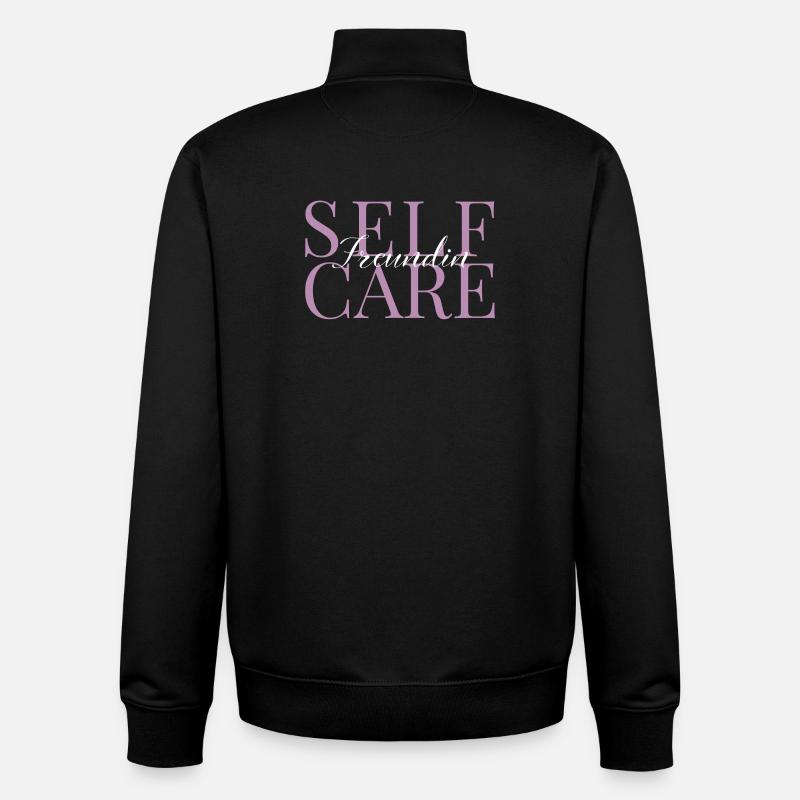 Self-care girlfriend pink and white - Unisex Organic Zip Sweatshirt by Stanley/Stella - black