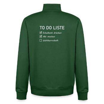 Abitur Sprüch - to do liste - Unisex Organic Zip Sweatshirt von Stanley/Stella - Flaschengrün - Hinten - AI Model Male 185 dark (185cm)