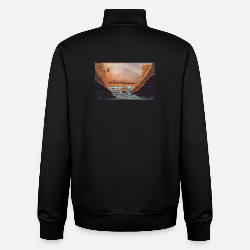 Journey to Dawn in Cliffs - Unisex Organic Zip Sweatshirt by Stanley/Stella - black