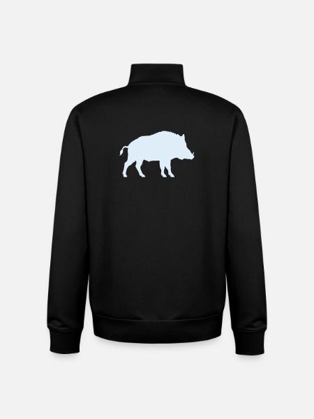 Blue Wild Boar Silhouette - Unisex Organic Zip Sweatshirt by Stanley/Stella - black
