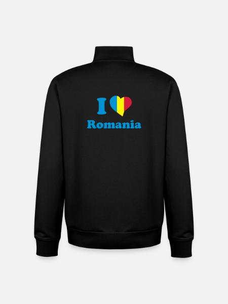 I love Romania - Unisex Organic Zip Sweatshirt by Stanley/Stella - black