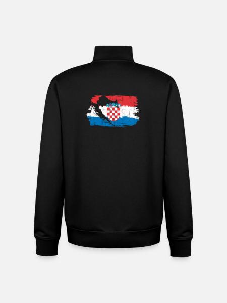 Drapeau croate à la brosse - Sweat zippé unisexe en coton bio Stanley/Stella - noir