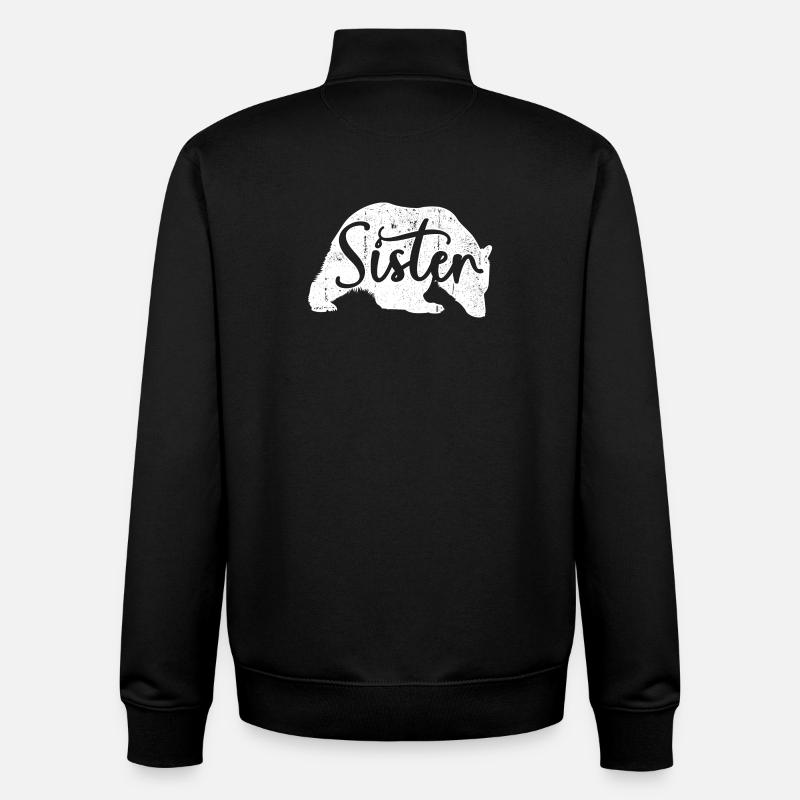 Silhouette de cochon soeur - Sweat zippé unisexe en coton bio Stanley/Stella - noir