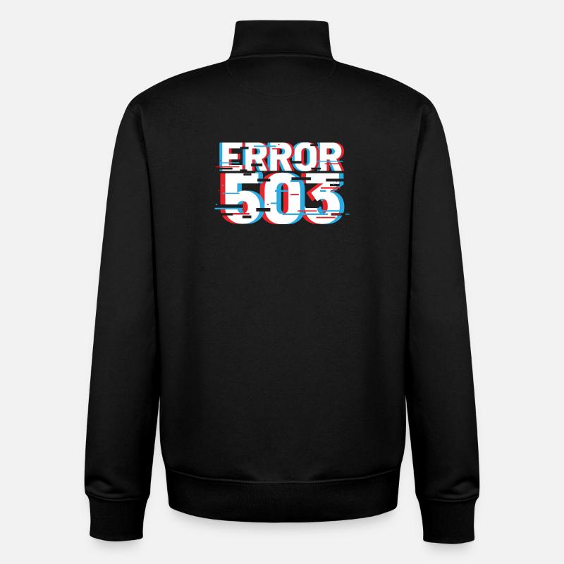 Erreur 503 Glitch - Sweat zippé unisexe en coton bio Stanley/Stella - noir