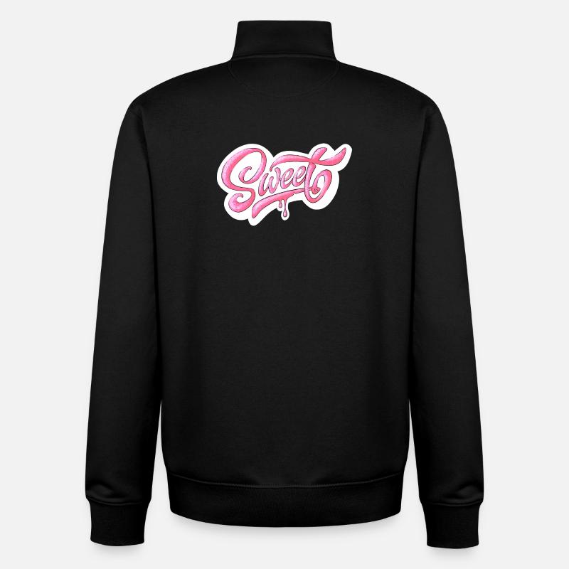 Sweet Pink Glitter Manuscrit Design - Sweat zippé unisexe en coton bio Stanley/Stella - noir
