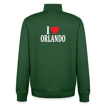 t-shirt I love Orlando t-shirt gift idea - Unisex Organic Zip Sweatshirt by Stanley/Stella - bottle green - Back - AI Model Male 185 dark (185cm)