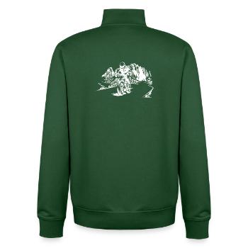 Motorcycle Dolomites Mountains Biker Symbol Nature Logo - Unisex Organic Zip Sweatshirt by Stanley/Stella - bottle green - Back - AI Model Male 185 dark (185cm)