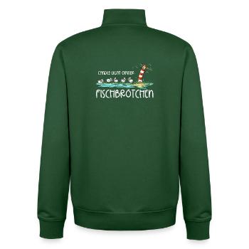 Candle Light Dinner Fischbrötchen Meer Spruch - Unisex Organic Zip Sweatshirt von Stanley/Stella - Flaschengrün - Hinten - AI Model Male 185 dark (185cm)