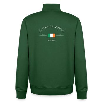 Souvenirs et cadeaux de vacances des falaises de Moher en Irlande - Sweat zippé unisexe en coton bio Stanley/Stella - vert bouteille - Dos - AI Model Male 185 dark (185cm)
