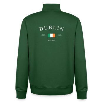 Dublin Ireland – Holiday Souvenir & Gift - Unisex Organic Zip Sweatshirt by Stanley/Stella - bottle green - Back - AI Model Male 185 dark (185cm)