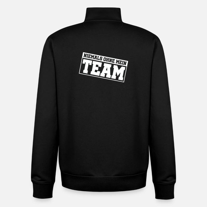 niemals_ohne_mein_team_- - Sweat zippé unisexe en coton bio Stanley/Stella - noir