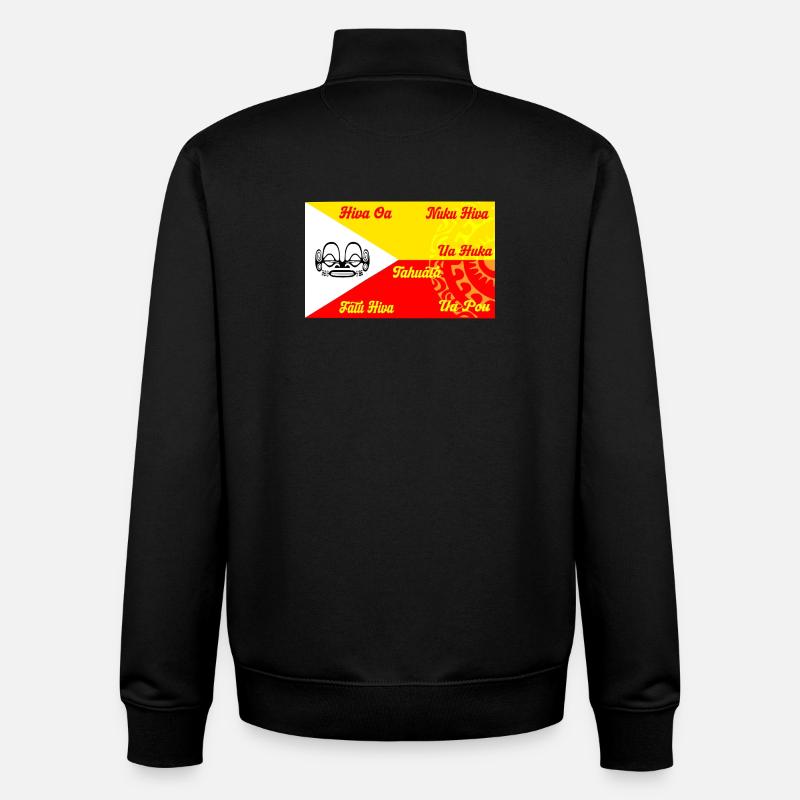 Marquesan Flagge - Personalisiert - Unisex Organic Zip Sweatshirt von Stanley/Stella - Schwarz