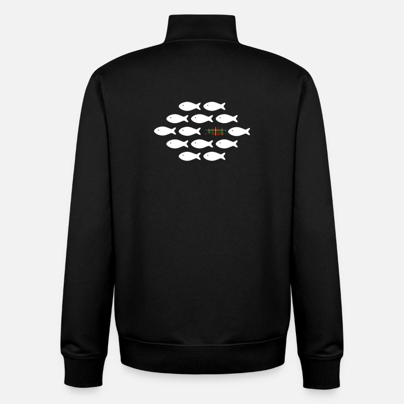 Poisson plaid unique - Sweat zippé unisexe en coton bio Stanley/Stella - noir