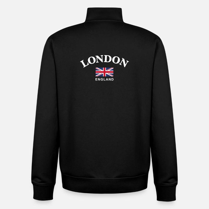 Londres, Angleterre - Sweat zippé unisexe en coton bio Stanley/Stella - noir