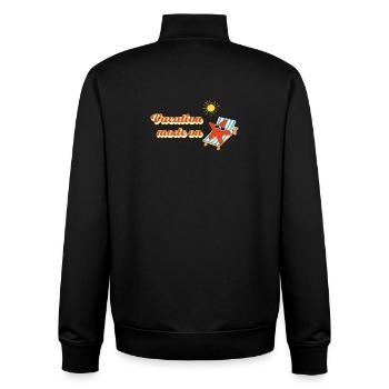 Mode vacances activé – Déclaration des vacances d’été - Sweat zippé unisexe en coton bio Stanley/Stella - noir - Dos - AI Model Male 185 light (185cm)