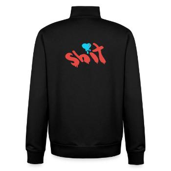 Shit Word Inspirational Typography Type in Red Bl - Unisex Organic Zip Sweatshirt by Stanley/Stella - black - Back - AI Model Male 185 light (185cm)