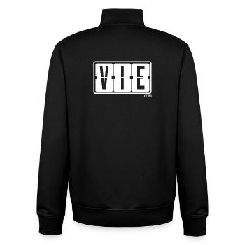 Vienna VIE, City Souvenir Hoodie, Bag, Cap - Unisex Organic Zip Sweatshirt by Stanley/Stella - black - Back - AI Model Male 185 light (185cm)