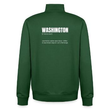 Washington Grunge Typo Print - Unisex Organic Zip Sweatshirt by Stanley/Stella - bottle green - Back - AI Model Male 185 dark (185cm)