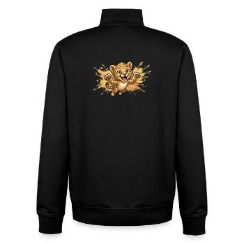 Jumping leopard cub - Unisex Organic Zip Sweatshirt by Stanley/Stella - black - Back - AI Model Male 185 light (185cm)