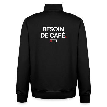 COFFEE NEED | Coffee Humor - Unisex Organic Zip Sweatshirt by Stanley/Stella - black - Back - AI Model Male 185 light (185cm)