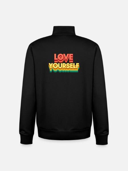 Retro Rainbow Self-Love - Unisex Organic Zip Sweatshirt by Stanley/Stella - black