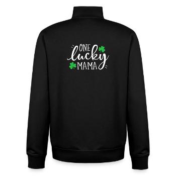 Ein Lucky Mama Clover Tee - Unisex Organic Zip Sweatshirt von Stanley/Stella - Schwarz - Hinten - AI Model Male 185 light (185cm)