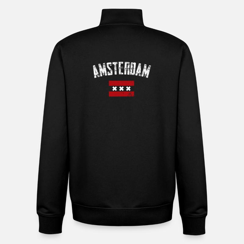 Amsterdam Bold Crest Tee - Unisex Organic Zip Sweatshirt by Stanley/Stella - black