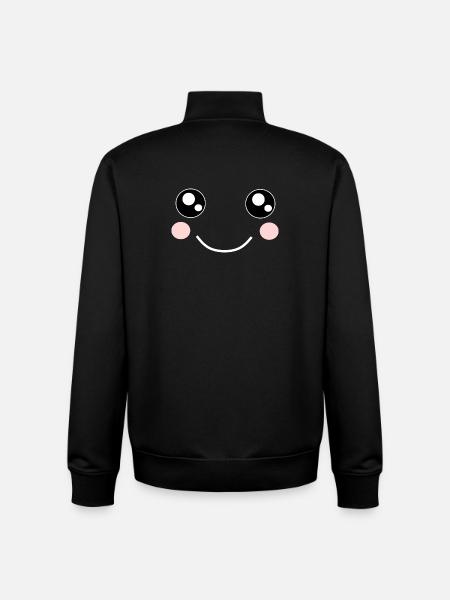 Kawaii, eyes, face - Unisex Organic Zip Sweatshirt by Stanley/Stella - black