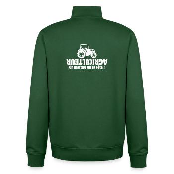 farmer, farmer, peasant, tractor - Unisex Organic Zip Sweatshirt by Stanley/Stella - bottle green - Back - AI Model Male 185 dark (185cm)